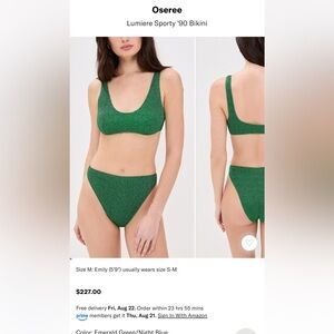 Oseree Lumiere Sporty ‘90 Bikini NWT